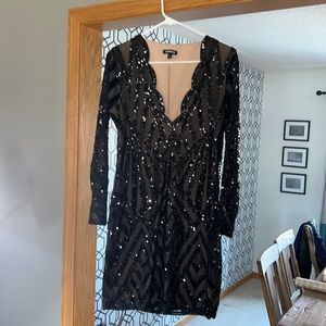 Black long sleeve sequin mini dress